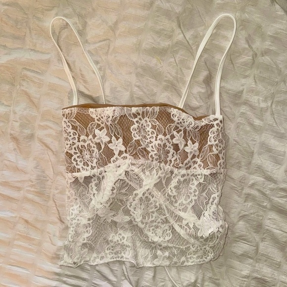 White Mesh + Lace backless top – corset style back ties | sheer, Romantic & Sexy - Picture 4 of 6